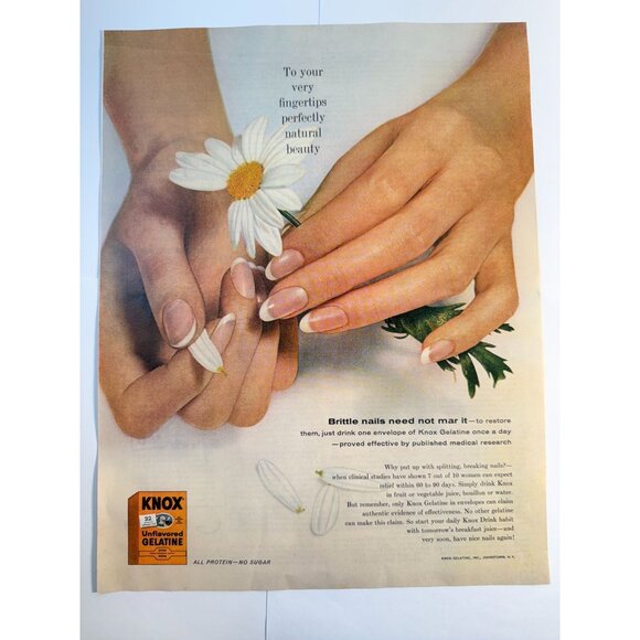 Vintage 1961 Knox Gelatine for Nails Beauty Advertisement Print Ad - Picture 1 of 3